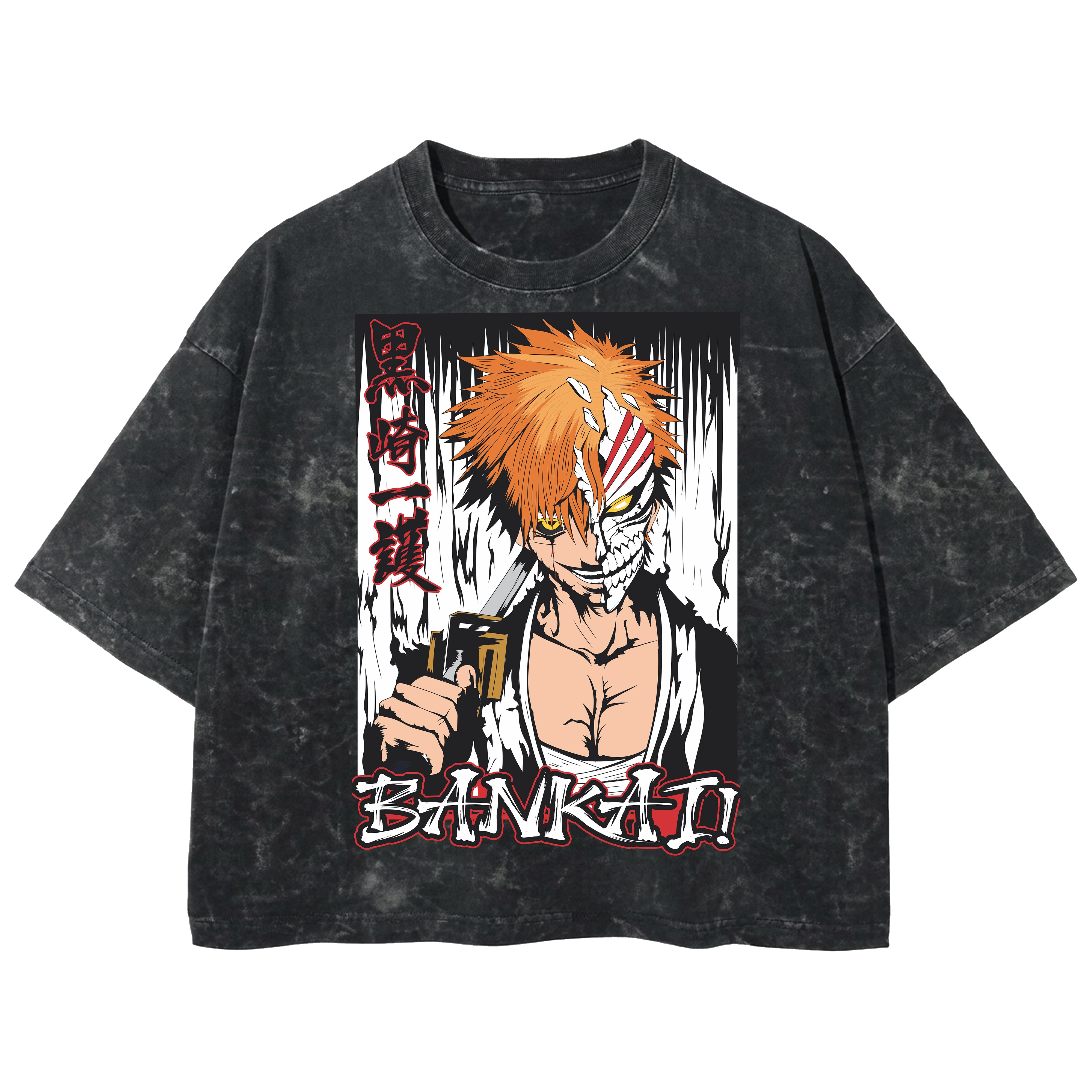 Playera streetwear premium de anime y gaming ExtraLife MX, corte boxy deluxe mineral wash heavyweight en color Acid Wash, moda urbana mexicana de culto.