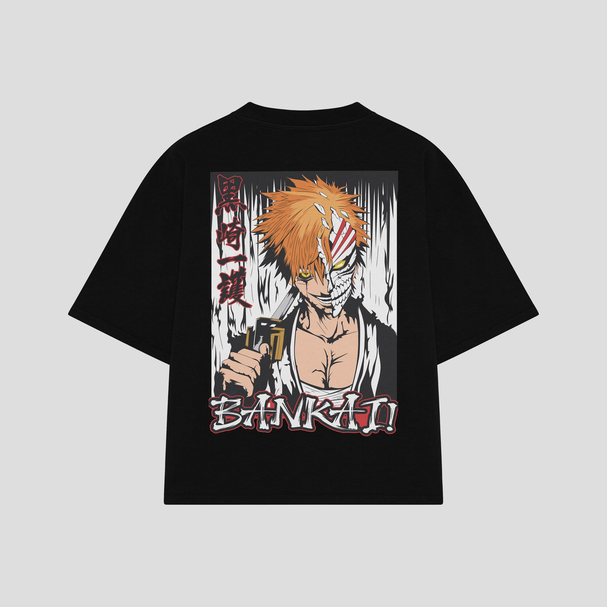 Playera streetwear premium de anime y gaming ExtraLife MX, corte oversized drop shoulder ligero y fresco en color Deep Black y Off-White, moda urbana mexicana de culto.