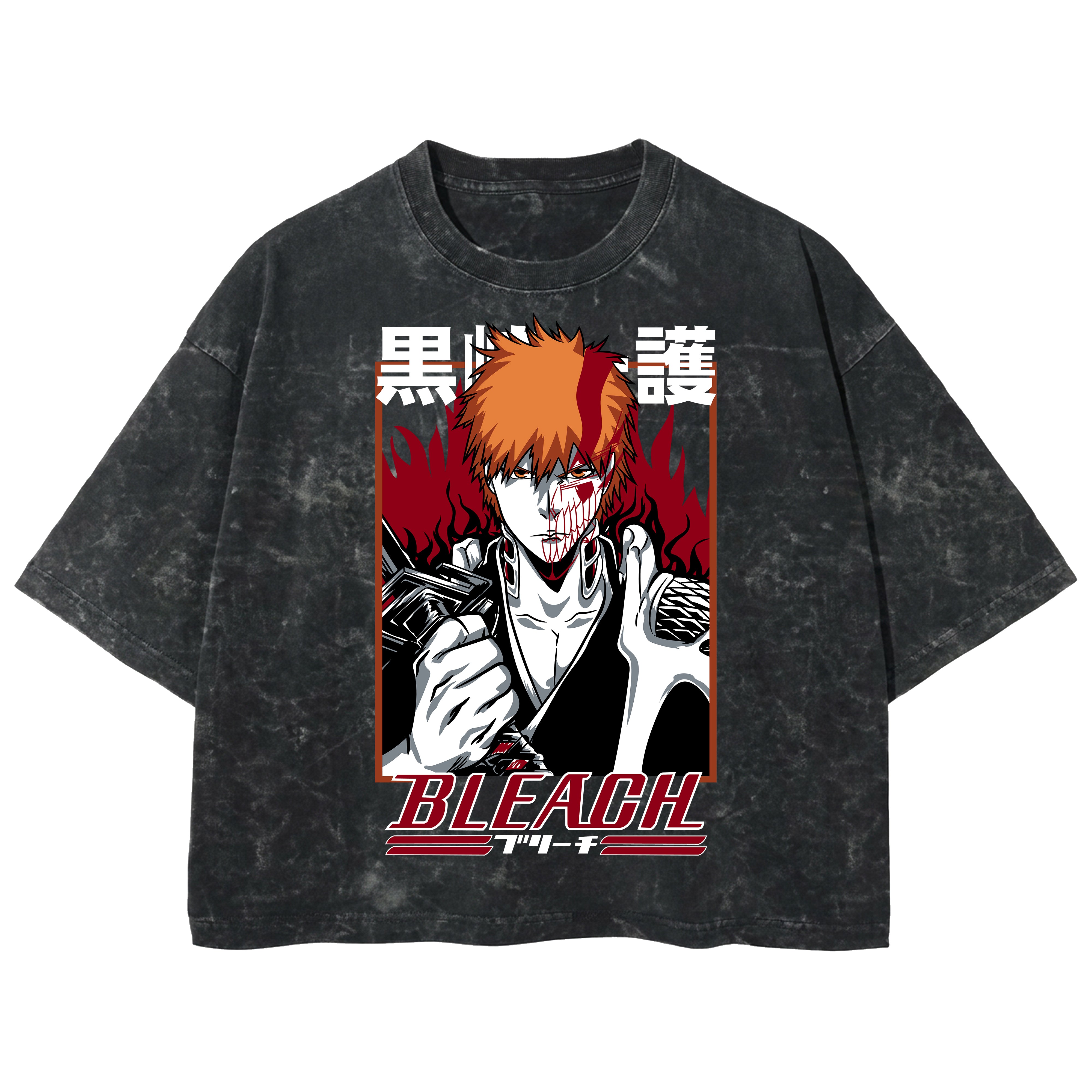 Playera streetwear premium de anime y gaming ExtraLife MX, corte boxy deluxe mineral wash heavyweight en color Acid Wash, moda urbana mexicana de culto.