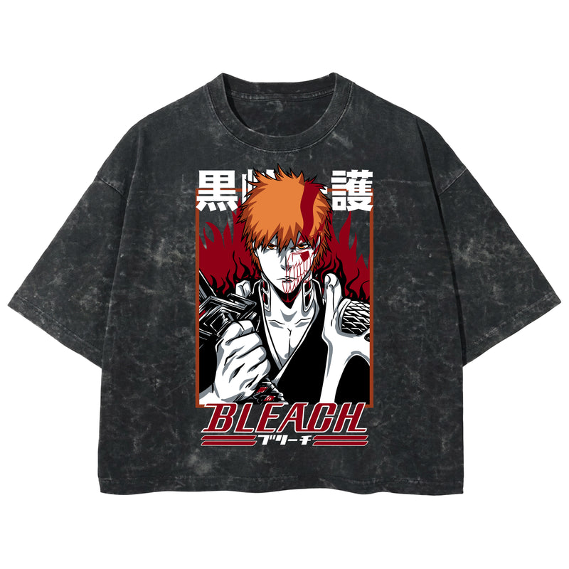 Playera streetwear premium de anime y gaming ExtraLife MX, corte boxy deluxe mineral wash heavyweight en color Acid Wash, moda urbana mexicana de culto.