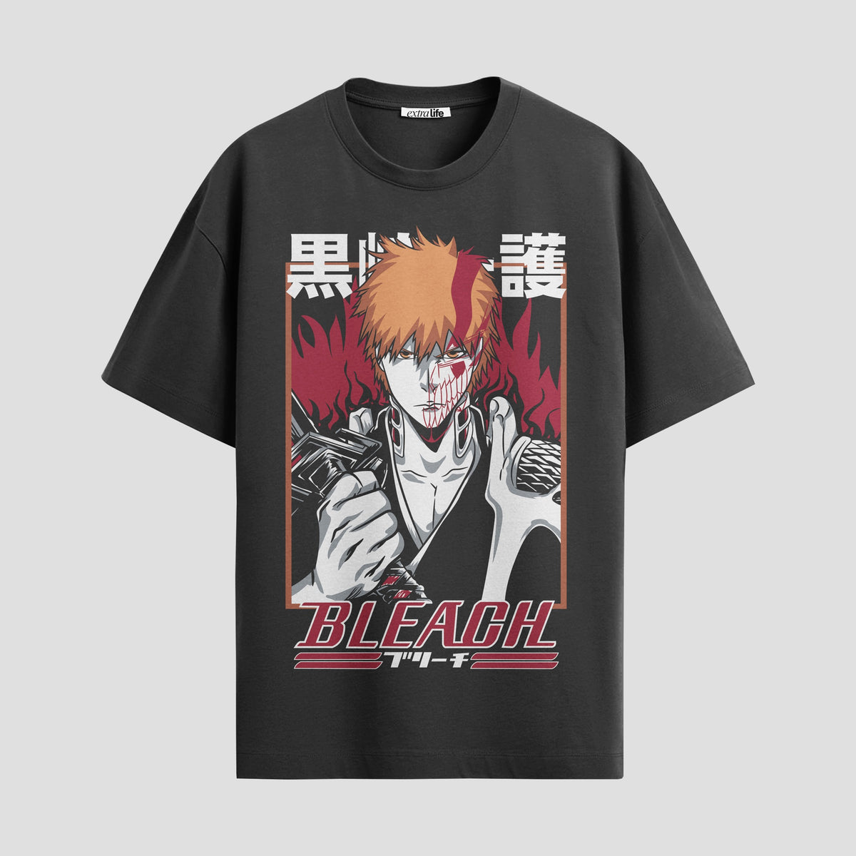 Playera urbana de anime y gaming ExtraLife MX, corte Classic Premium unisex ligero y transpirable en color Deep Black y Pure White, ropa de uso diario para gym y casual.