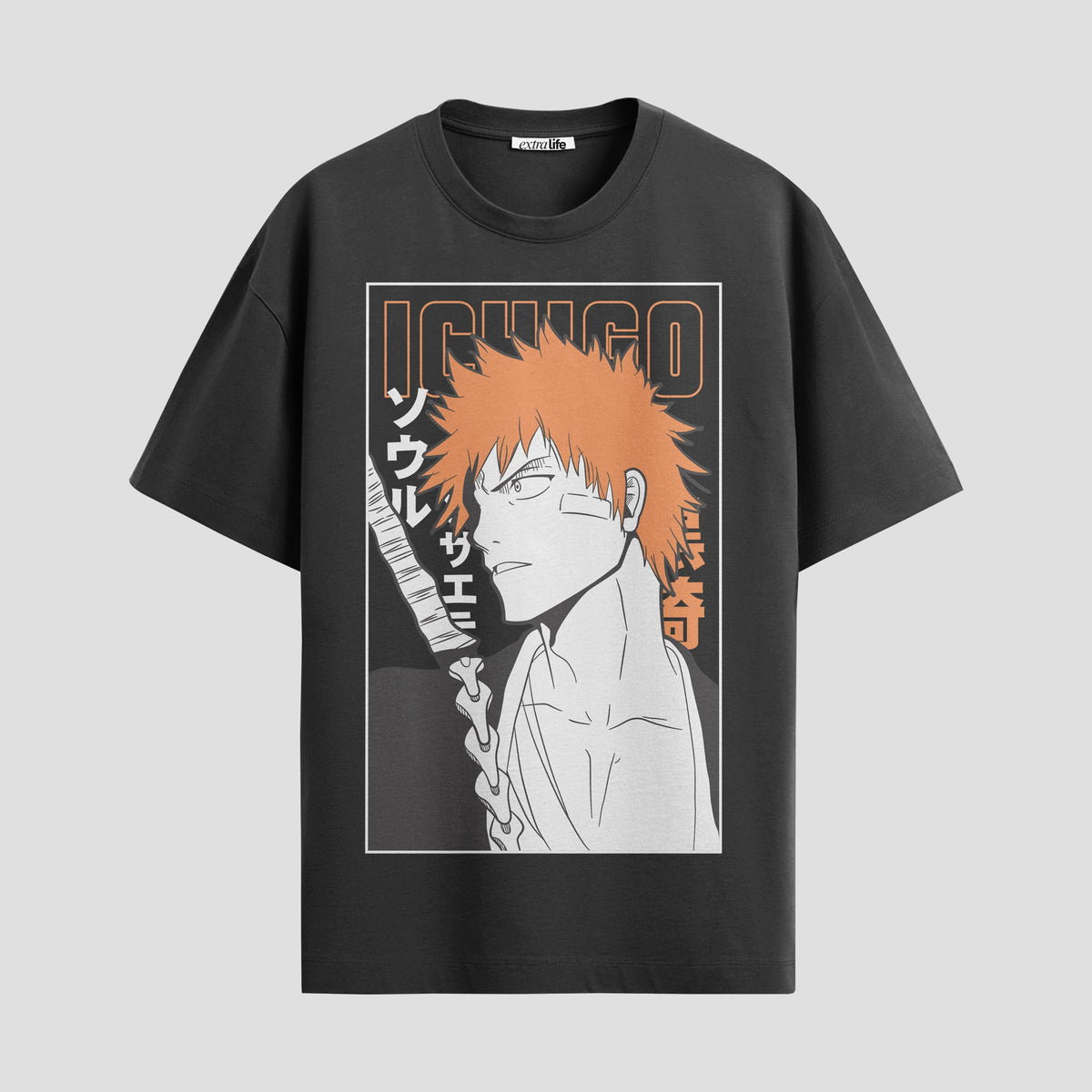 Playera urbana de anime y gaming ExtraLife MX, corte Classic Premium unisex ligero y transpirable en color Deep Black y Pure White, ropa de uso diario para gym y casual.