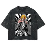 Playera streetwear premium de anime y gaming ExtraLife MX, corte boxy deluxe mineral wash heavyweight en color Acid Wash, moda urbana mexicana de culto.