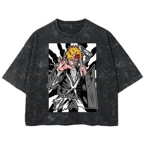 Playera streetwear premium de anime y gaming ExtraLife MX, corte boxy deluxe mineral wash heavyweight en color Acid Wash, moda urbana mexicana de culto.