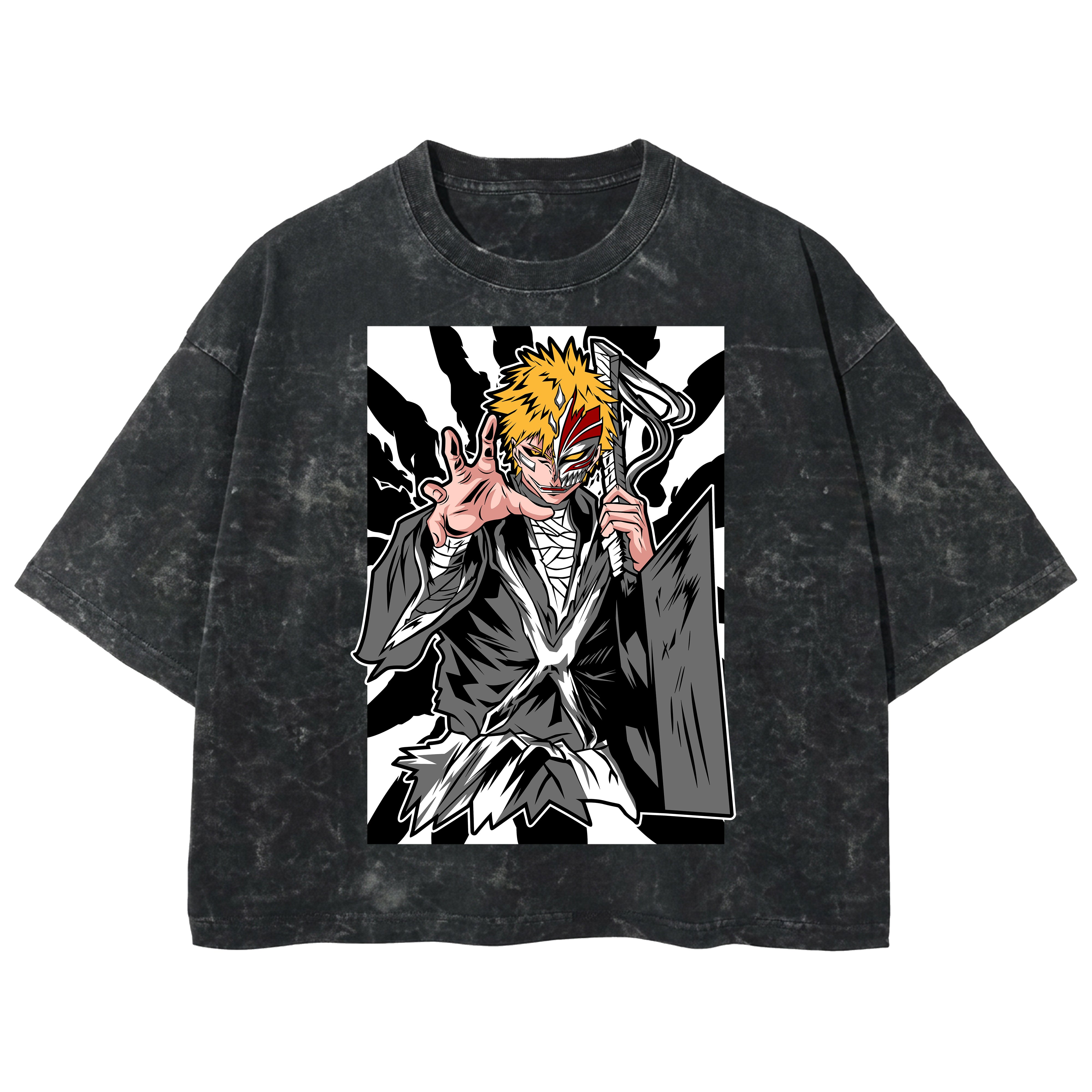 Playera streetwear premium de anime y gaming ExtraLife MX, corte boxy deluxe mineral wash heavyweight en color Acid Wash, moda urbana mexicana de culto.