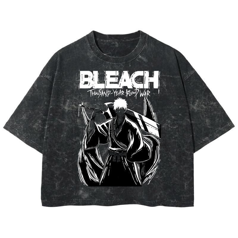 Playera streetwear premium de anime y gaming ExtraLife MX, corte boxy deluxe mineral wash heavyweight en color Acid Wash, moda urbana mexicana de culto.