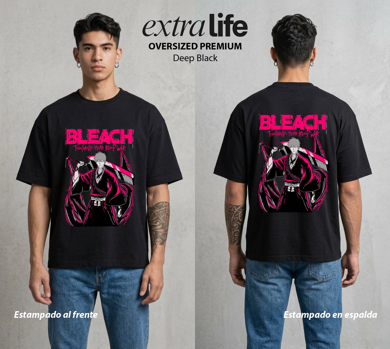 El Mundo de las Almas | El Alma de Fuego #00273 - Playera Oversized Premium | Deep Black - Foto en modelo