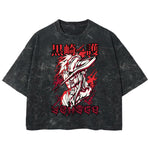 Playera streetwear premium de anime y gaming ExtraLife MX, corte boxy deluxe mineral wash heavyweight en color Acid Wash, moda urbana mexicana de culto.