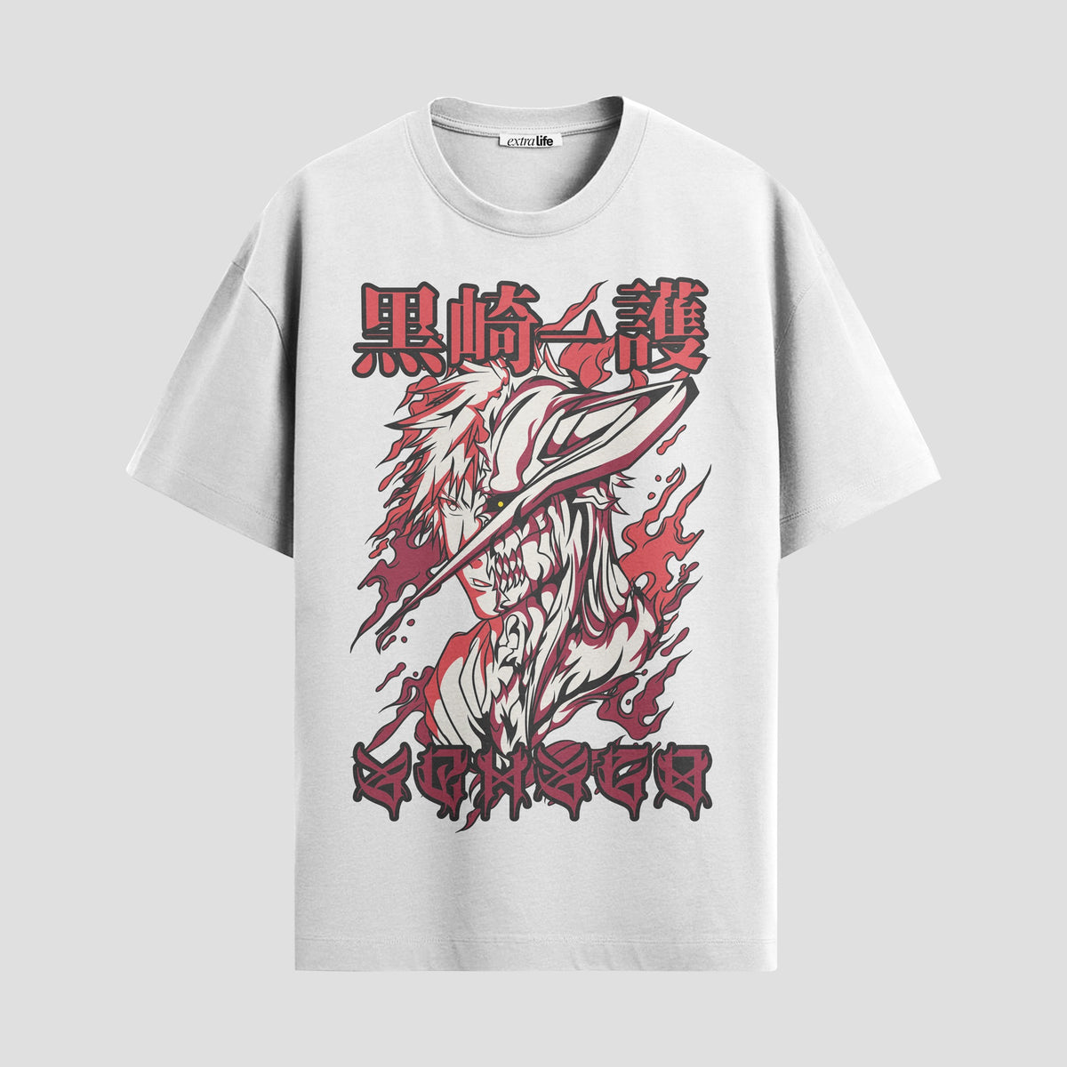 Playera urbana de anime y gaming ExtraLife MX, corte Classic Premium unisex ligero y transpirable en color Deep Black y Pure White, ropa de uso diario para gym y casual.