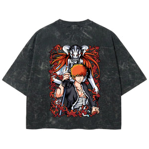 Playera streetwear premium de anime y gaming ExtraLife MX, corte boxy deluxe mineral wash heavyweight en color Acid Wash, moda urbana mexicana de culto.