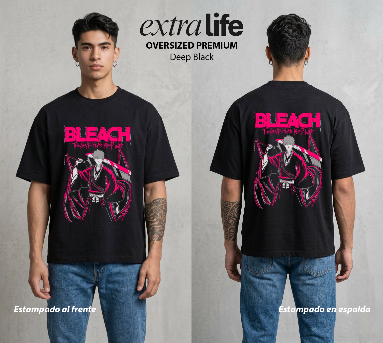 El Mundo de las Almas | Zangetsu del Corazon #00276 - Playera Oversized Premium | Deep Black - Foto en modelo