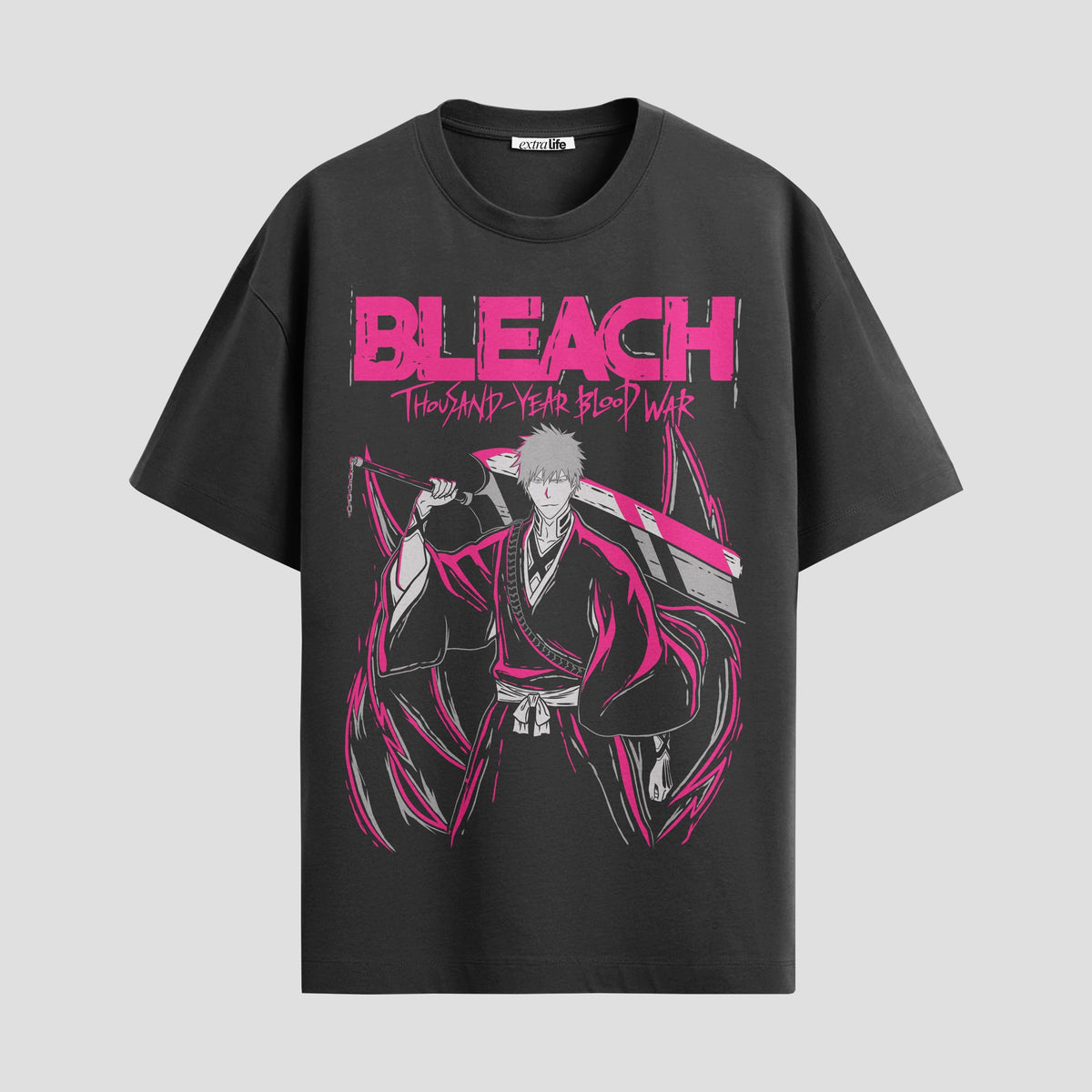 Playera urbana de anime y gaming ExtraLife MX, corte Classic Premium unisex ligero y transpirable en color Deep Black y Pure White, ropa de uso diario para gym y casual.