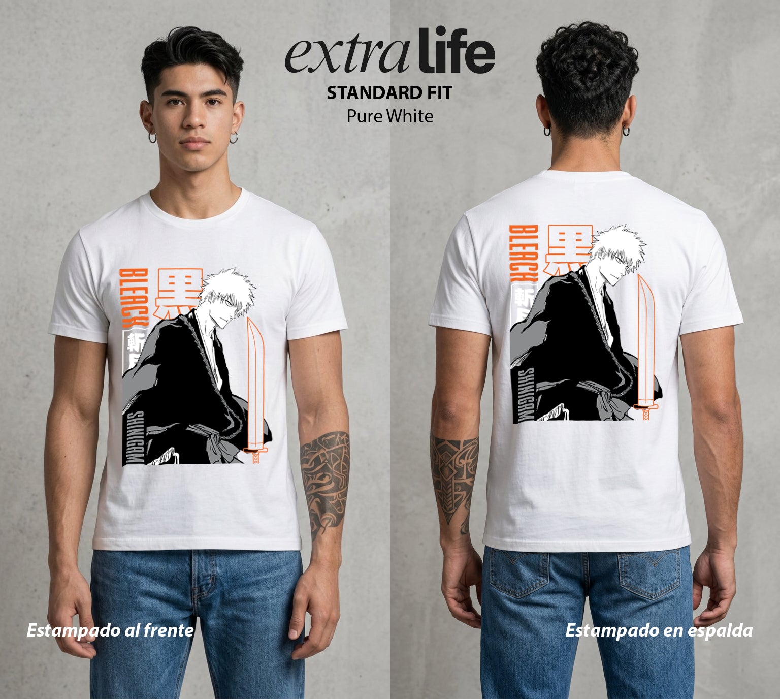 El Mundo de las Almas | El Alma Naranja #00277 - Playera Standard Fit | Pure White - Foto en modelo