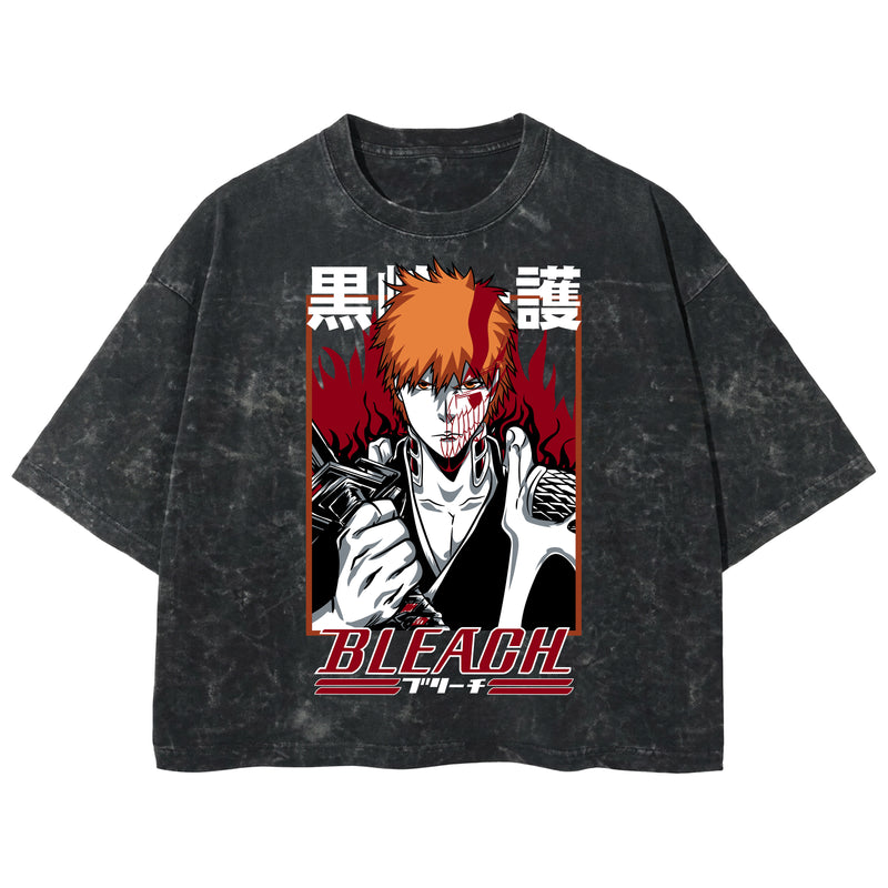 Playera streetwear premium de anime y gaming ExtraLife MX, corte boxy deluxe mineral wash heavyweight en color Acid Wash, moda urbana mexicana de culto.