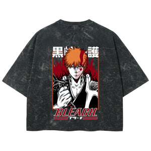 Playera streetwear premium de anime y gaming ExtraLife MX, corte boxy deluxe mineral wash heavyweight en color Acid Wash, moda urbana mexicana de culto.