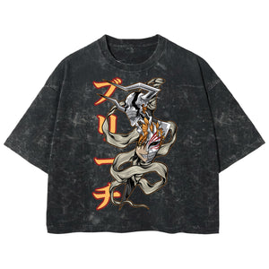 Playera streetwear premium de anime y gaming ExtraLife MX, corte boxy deluxe mineral wash heavyweight en color Acid Wash, moda urbana mexicana de culto.