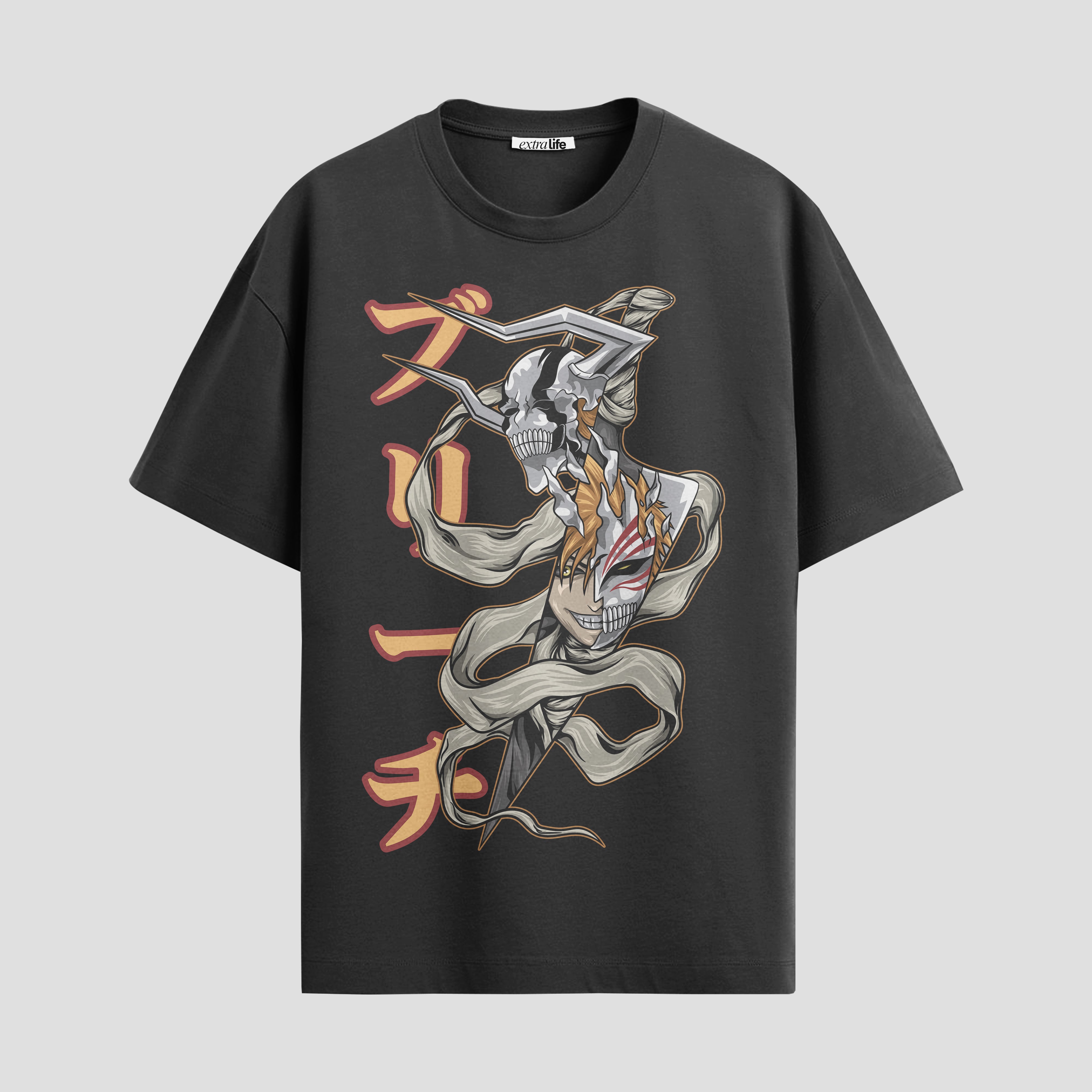 Playera urbana de anime y gaming ExtraLife MX, corte Standard Fit unisex ligero y transpirable en color Deep Black y Pure White, ropa de uso diario para gym y casual.