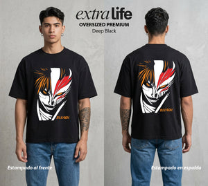 El Mundo de las Almas | El Sustituto del Alma con Mascara #00281 - Playera Oversized Premium | Deep Black - Foto en modelo