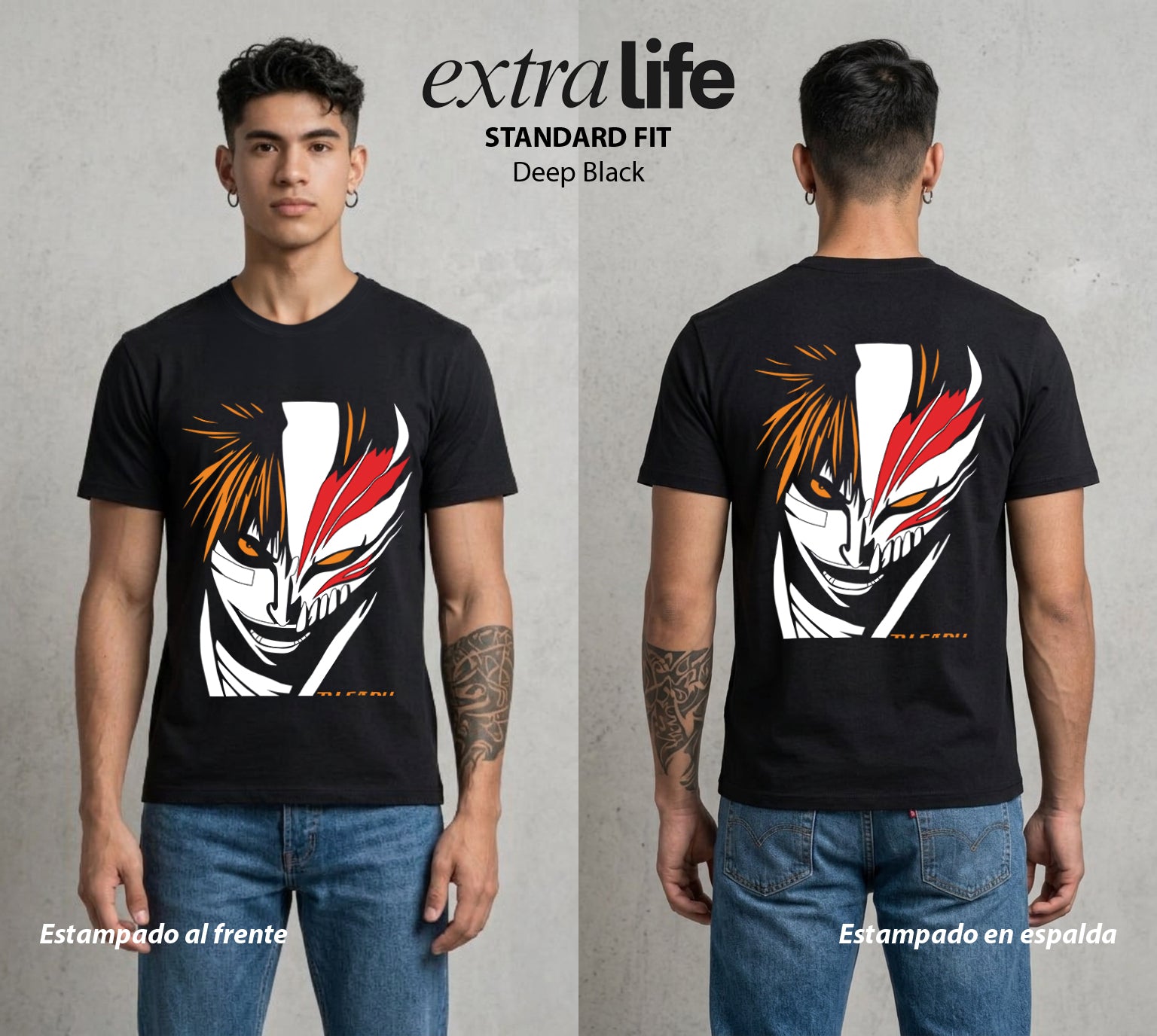 El Mundo de las Almas | El Sustituto del Alma con Mascara #00281 - Playera Standard Fit | Deep Black - Foto en modelo