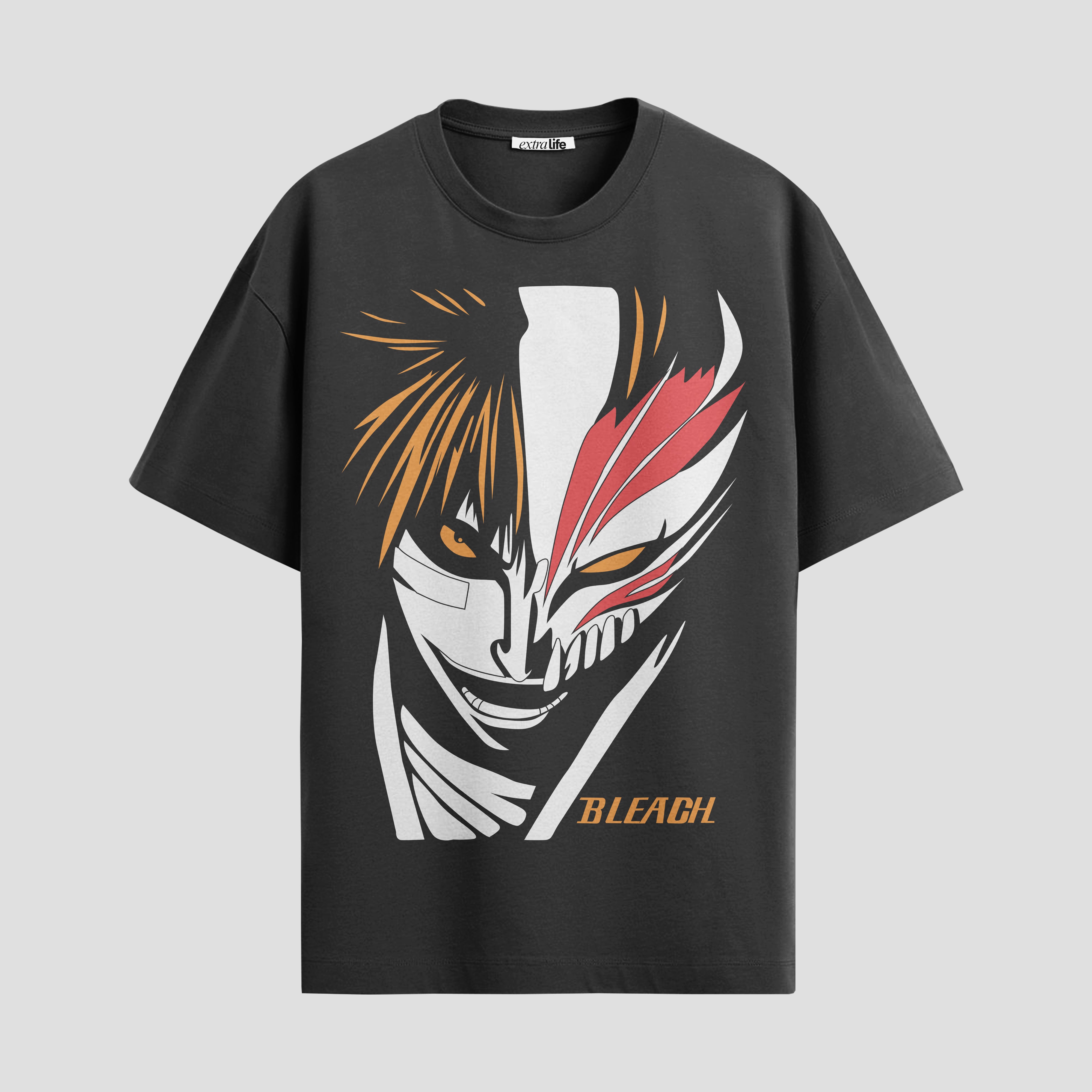 Playera urbana de anime y gaming ExtraLife MX, corte Standard Fit unisex ligero y transpirable en color Deep Black y Pure White, ropa de uso diario para gym y casual.