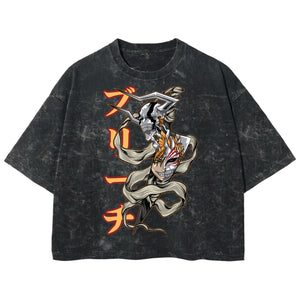 Playera streetwear premium de anime y gaming ExtraLife MX, corte boxy deluxe mineral wash heavyweight en color Acid Wash, moda urbana mexicana de culto.