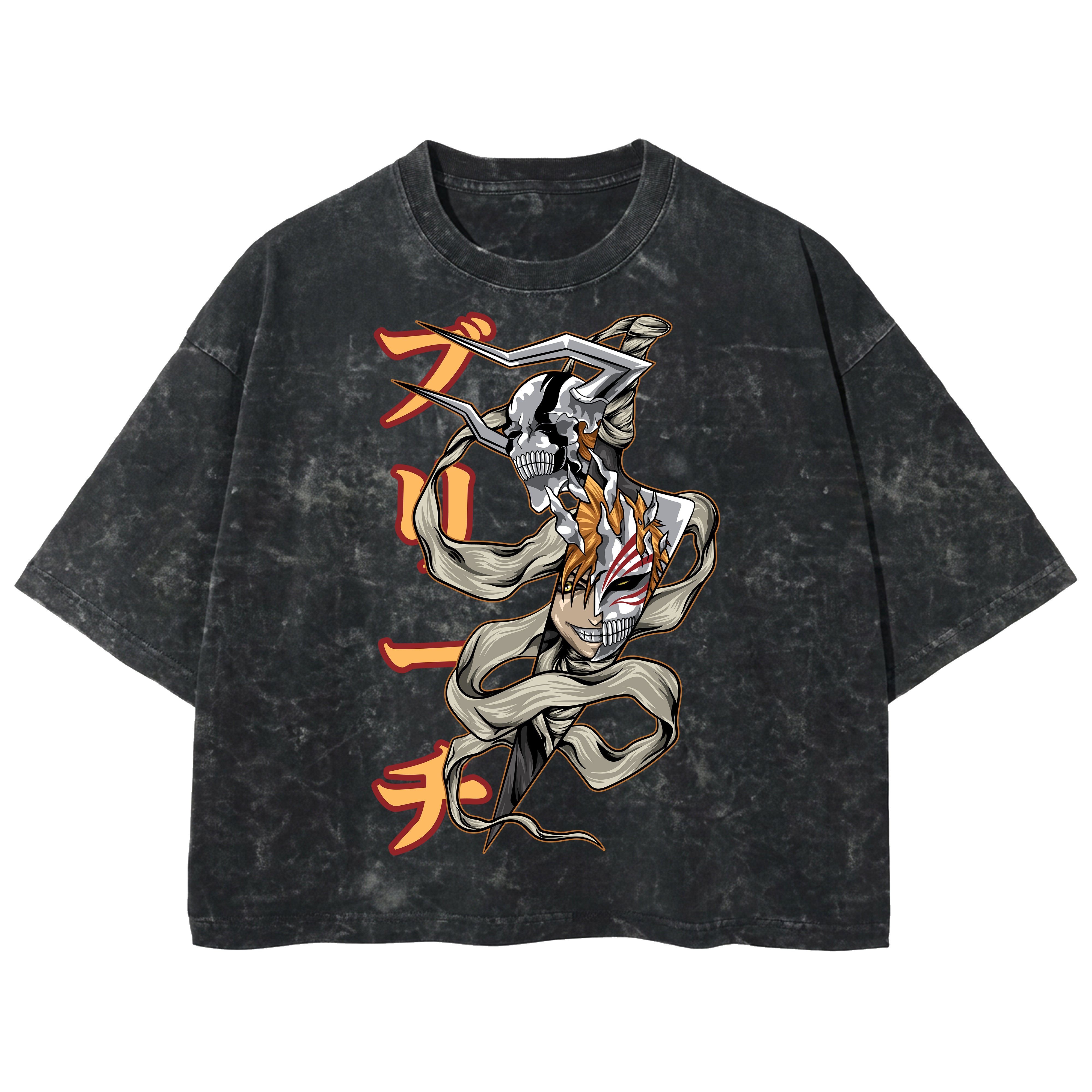 Playera streetwear premium de anime y gaming ExtraLife MX, corte boxy deluxe mineral wash heavyweight en color Acid Wash, moda urbana mexicana de culto.