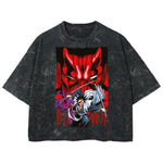Playera streetwear premium de anime y gaming ExtraLife MX, corte boxy deluxe mineral wash heavyweight en color Acid Wash, moda urbana mexicana de culto.