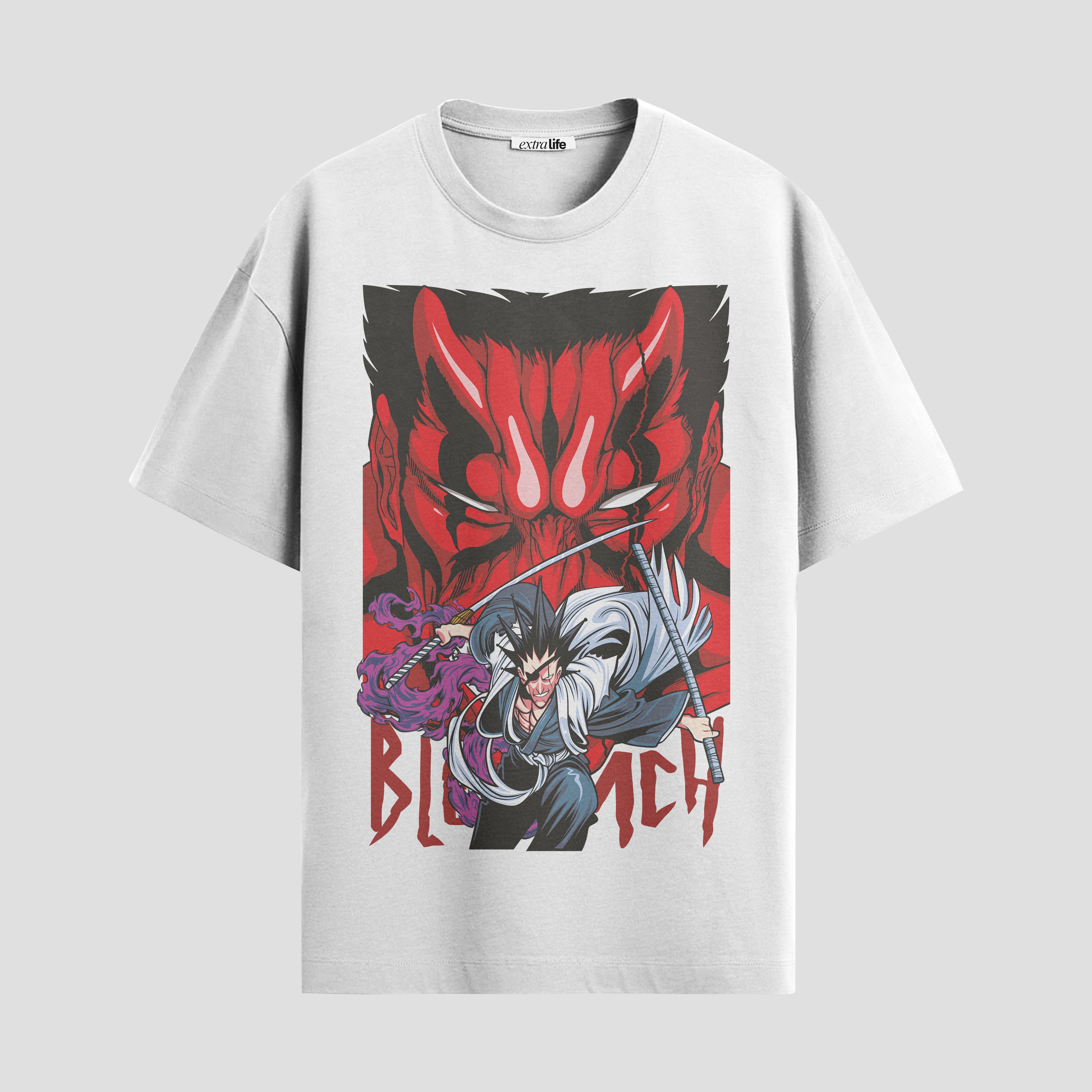 Playera urbana de anime y gaming ExtraLife MX, corte Standard Fit unisex ligero y transpirable en color Deep Black y Pure White, ropa de uso diario para gym y casual.