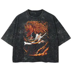 Playera streetwear premium de anime y gaming ExtraLife MX, corte boxy deluxe mineral wash heavyweight en color Acid Wash, moda urbana mexicana de culto.