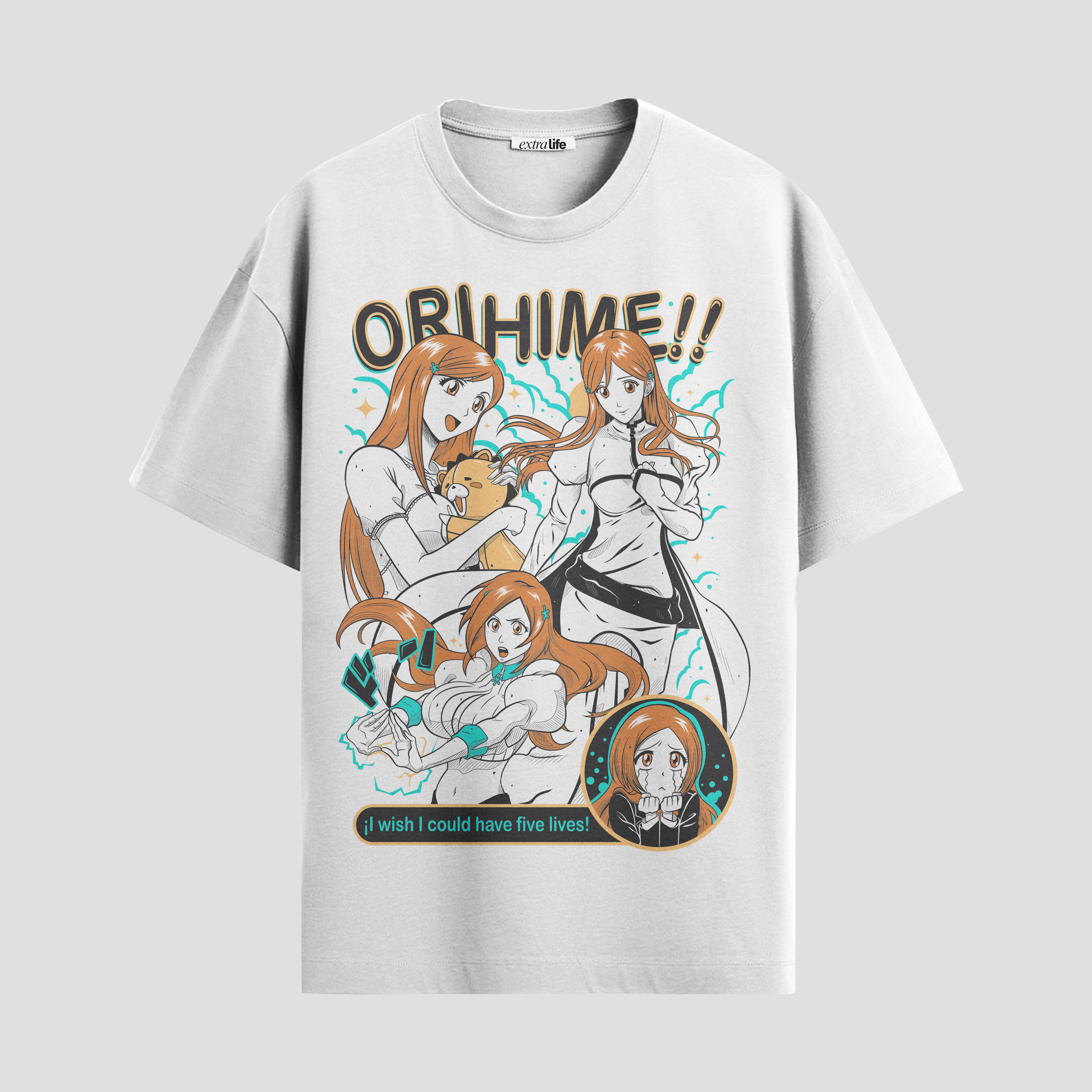 Playera urbana de anime y gaming ExtraLife MX, corte Standard Fit unisex ligero y transpirable en color Deep Black y Pure White, ropa de uso diario para gym y casual.