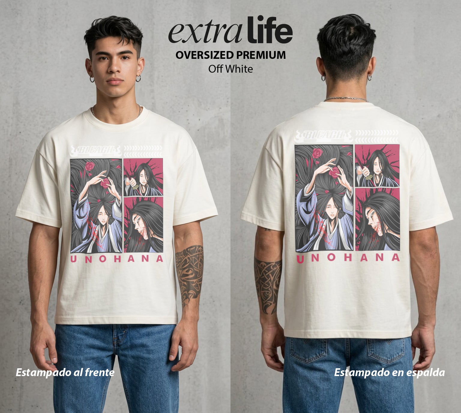 El Mundo de las Almas | Las Almas sin Descanso #00291 - Playera Oversized Premium | Off White - Foto en modelo