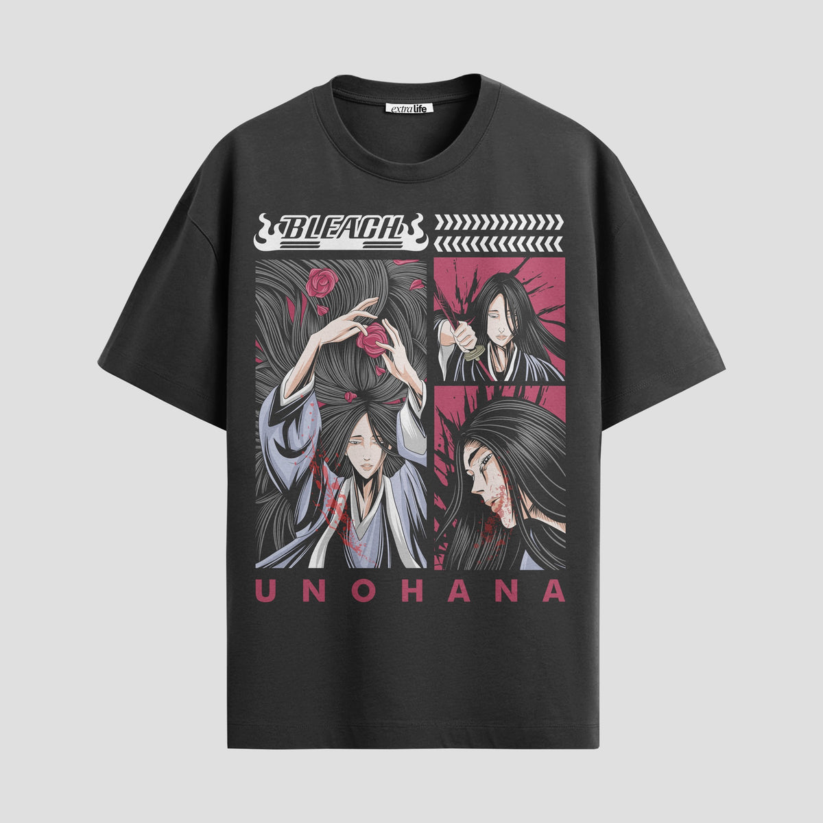 Playera urbana de anime y gaming ExtraLife MX, corte Classic Premium unisex ligero y transpirable en color Deep Black y Pure White, ropa de uso diario para gym y casual.