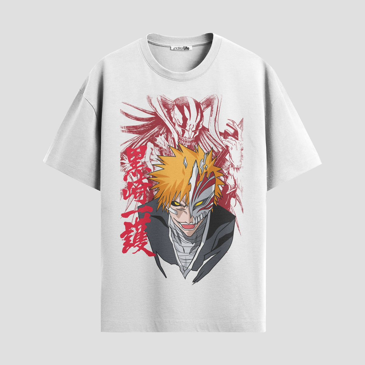 Playera urbana de anime y gaming ExtraLife MX, corte Classic Premium unisex ligero y transpirable en color Deep Black y Pure White, ropa de uso diario para gym y casual.