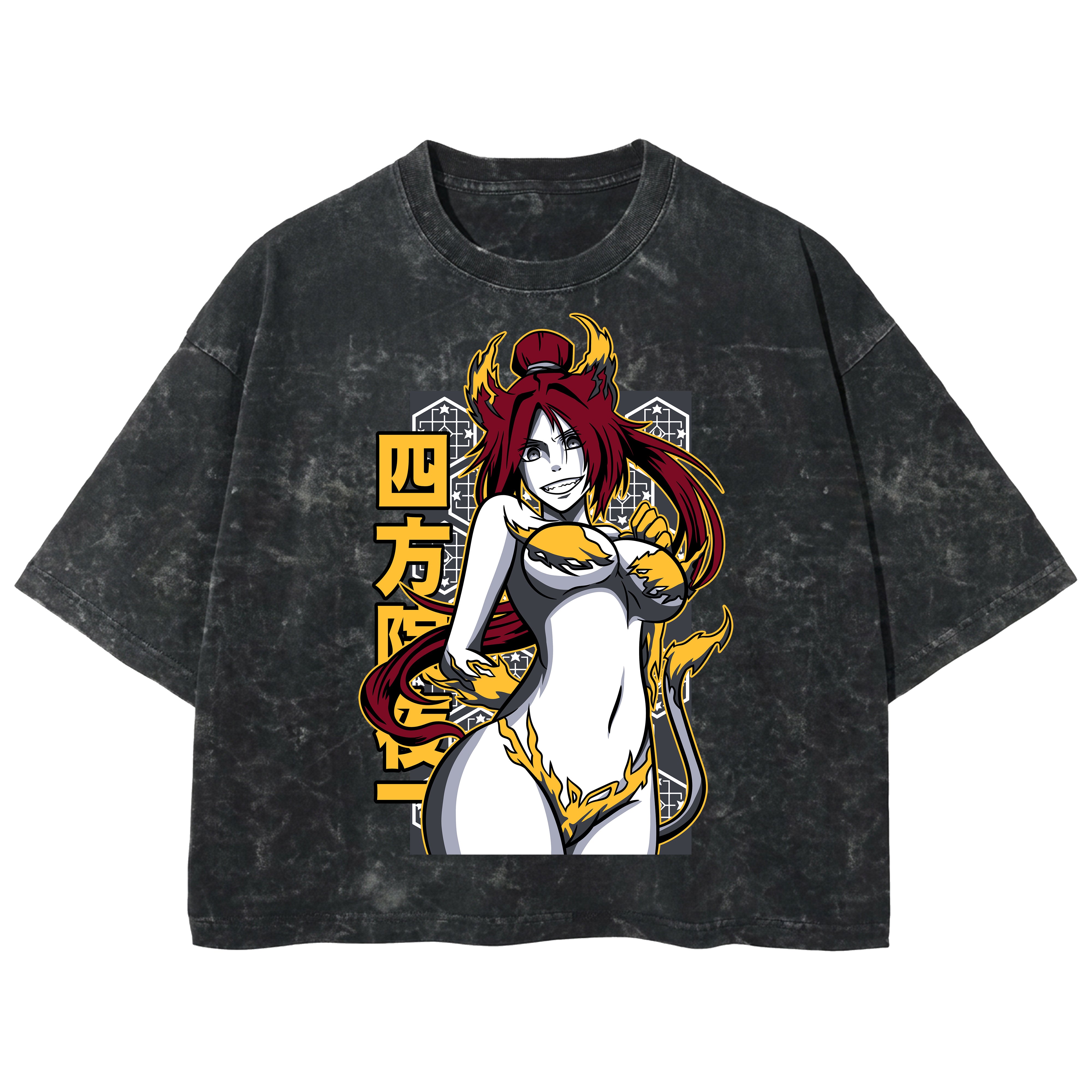 Playera streetwear premium de anime y gaming ExtraLife MX, corte boxy deluxe mineral wash heavyweight en color Acid Wash, moda urbana mexicana de culto.