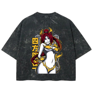 Playera streetwear premium de anime y gaming ExtraLife MX, corte boxy deluxe mineral wash heavyweight en color Acid Wash, moda urbana mexicana de culto.
