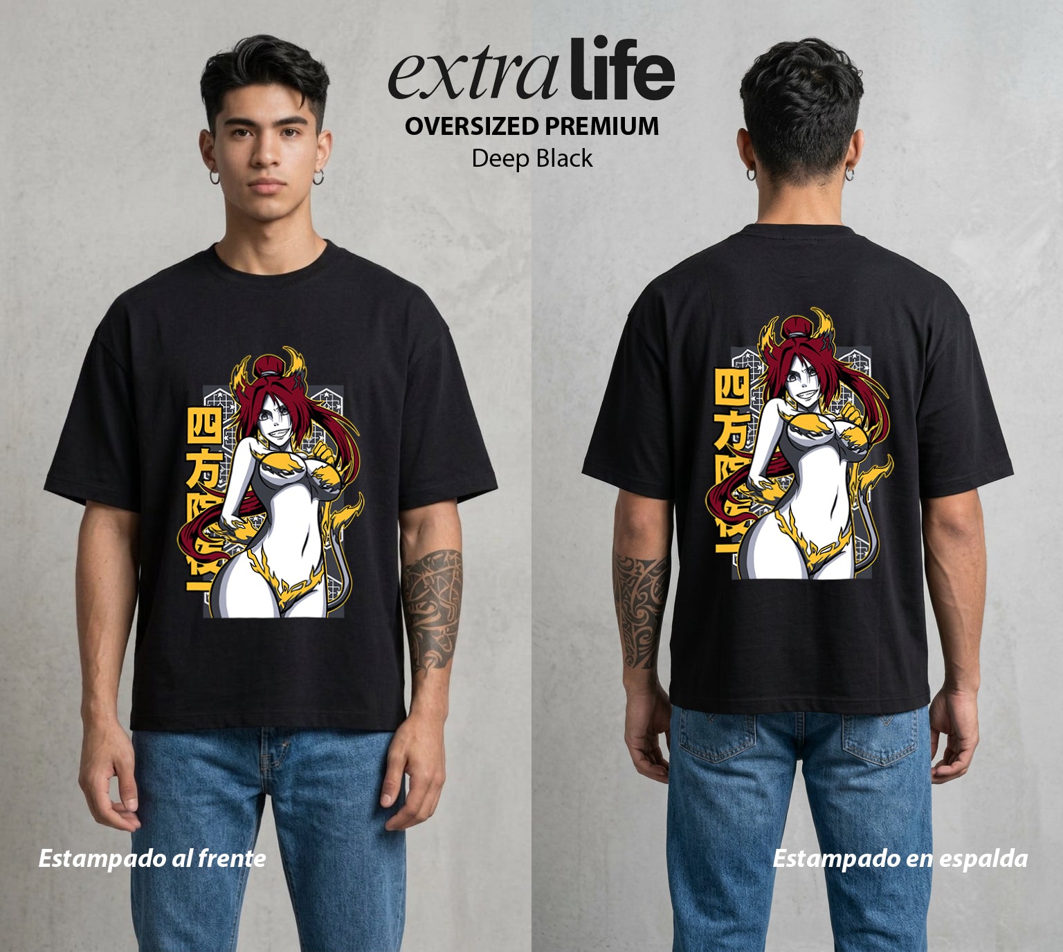 El Mundo de las Almas | La Diosa del Flash #00293 - Playera Oversized Premium | Deep Black - Foto en modelo