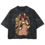 Playera streetwear premium de anime y gaming ExtraLife MX, corte boxy deluxe mineral wash heavyweight en color Acid Wash, moda urbana mexicana de culto.