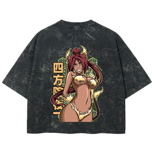 Playera streetwear premium de anime y gaming ExtraLife MX, corte boxy deluxe mineral wash heavyweight en color Acid Wash, moda urbana mexicana de culto.