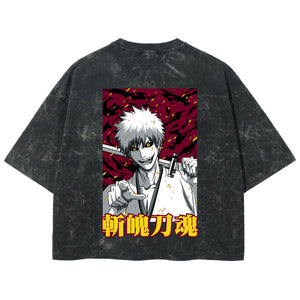 Playera streetwear premium de anime y gaming ExtraLife MX, corte boxy deluxe mineral wash heavyweight en color Acid Wash, moda urbana mexicana de culto.