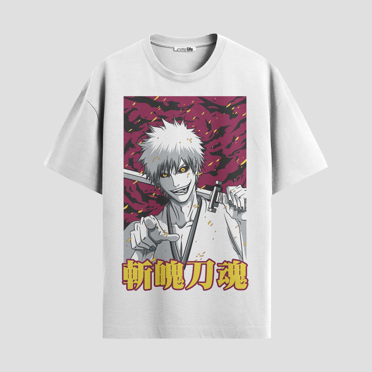 Playera urbana de anime y gaming ExtraLife MX, corte Classic Premium unisex ligero y transpirable en color Deep Black y Pure White, ropa de uso diario para gym y casual.