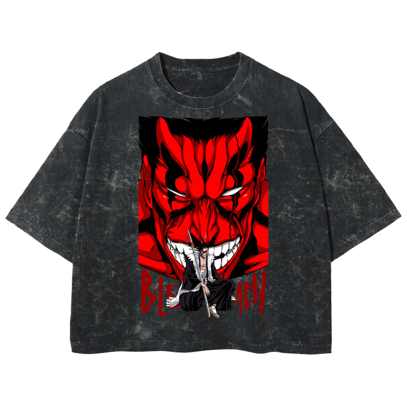 Playera streetwear premium de anime y gaming ExtraLife MX, corte boxy deluxe mineral wash heavyweight en color Acid Wash, moda urbana mexicana de culto.