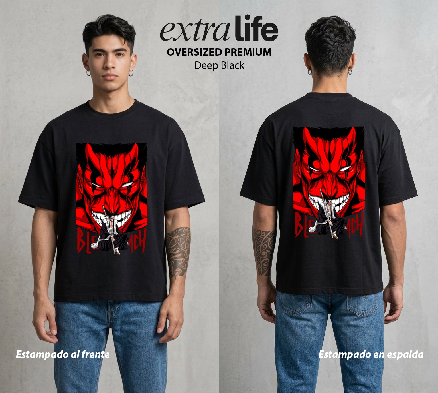 El Mundo de las Almas | El Mas Salvaje #00296 - Playera Oversized Premium | Deep Black - Foto en modelo