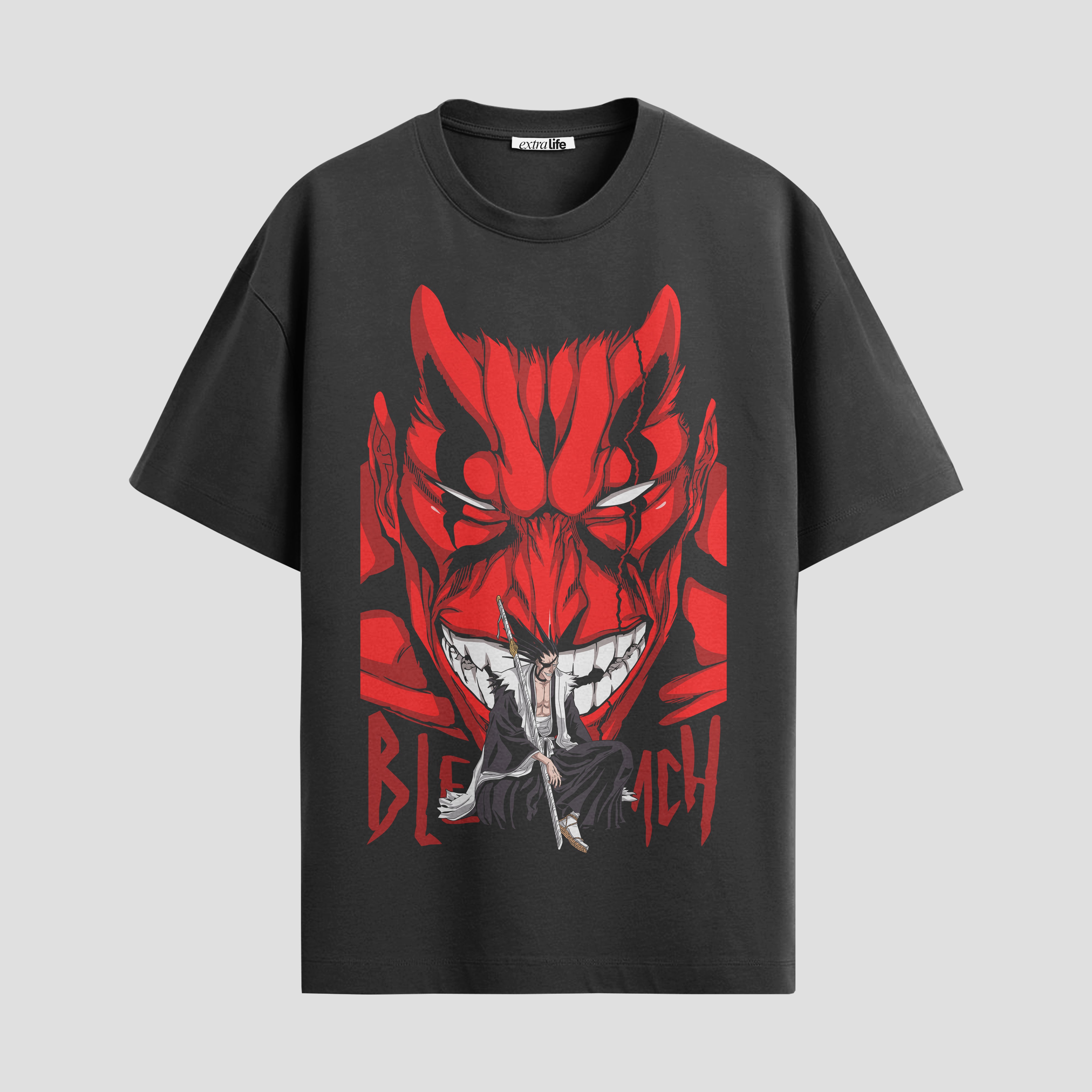 Playera urbana de anime y gaming ExtraLife MX, corte Standard Fit unisex ligero y transpirable en color Deep Black y Pure White, ropa de uso diario para gym y casual.