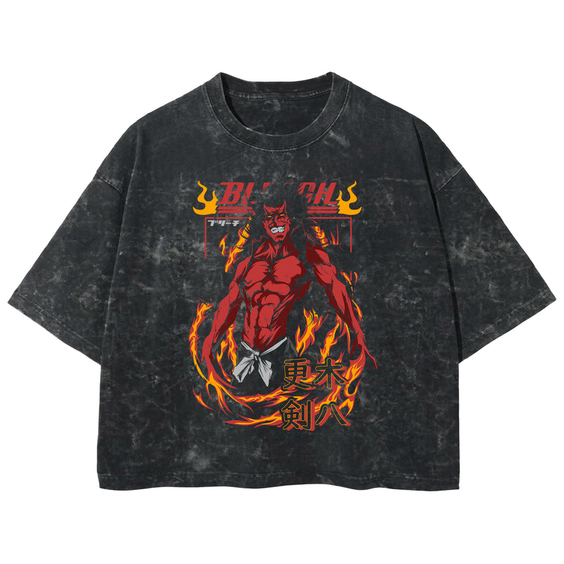 Playera streetwear premium de anime y gaming ExtraLife MX, corte boxy deluxe mineral wash heavyweight en color Acid Wash, moda urbana mexicana de culto.