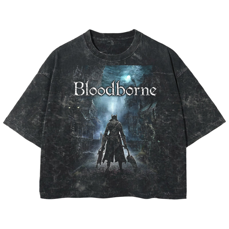 Playera streetwear premium de anime y gaming ExtraLife MX, corte boxy deluxe mineral wash heavyweight en color Acid Wash, moda urbana mexicana de culto.