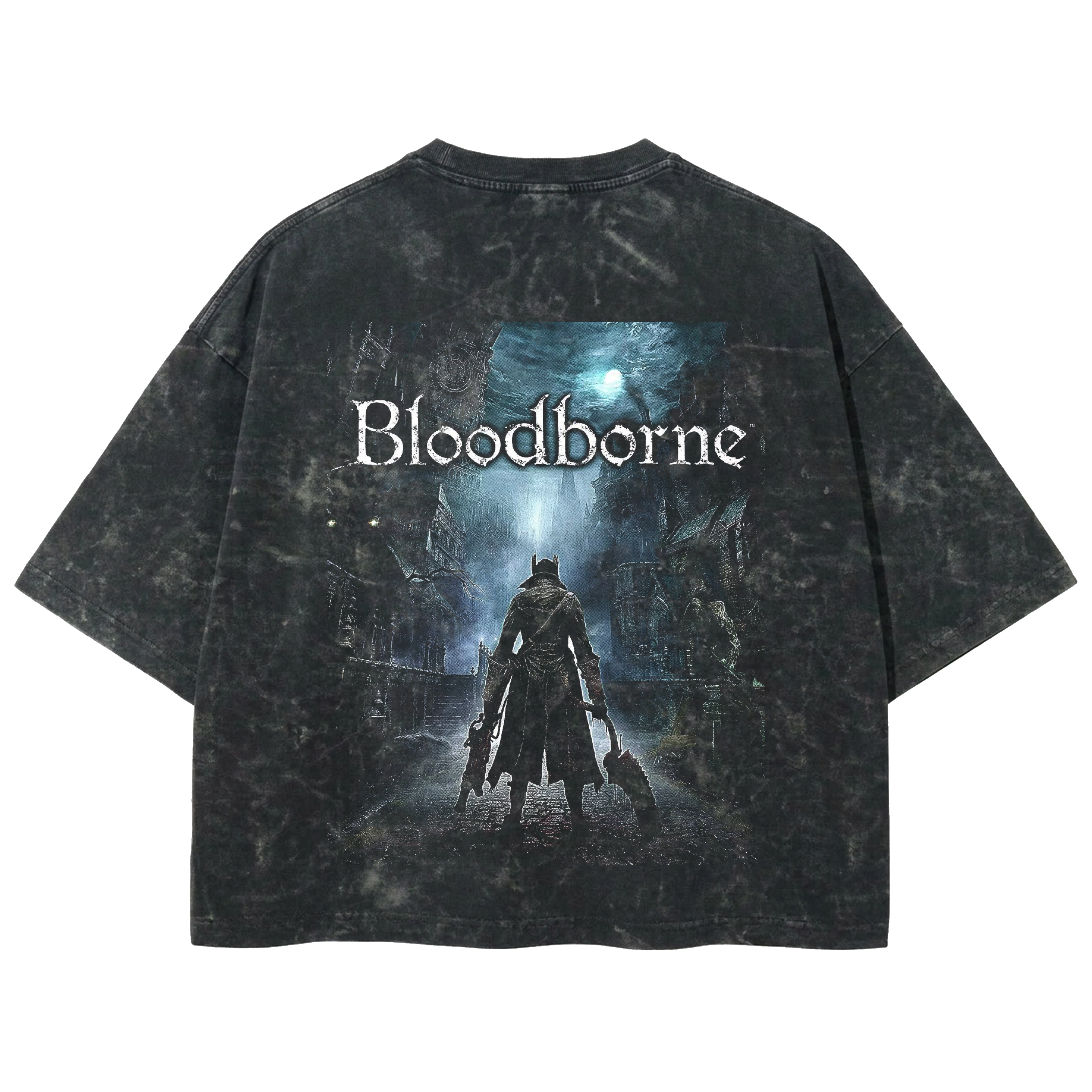 Playera streetwear premium de anime y gaming ExtraLife MX, corte boxy deluxe mineral wash heavyweight en color Acid Wash, moda urbana mexicana de culto.
