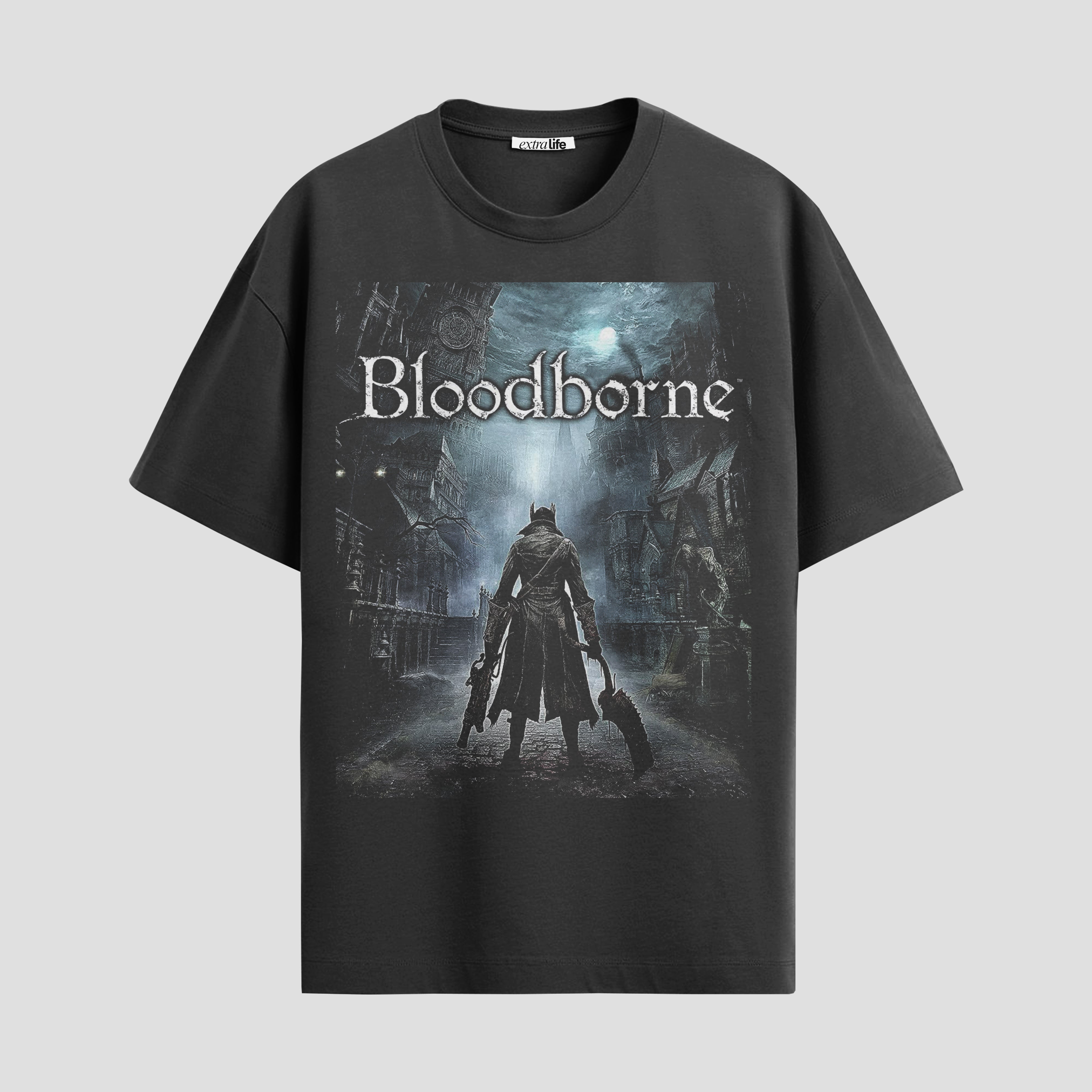 Playera urbana de anime y gaming ExtraLife MX, corte Standard Fit unisex ligero y transpirable en color Deep Black y Pure White, ropa de uso diario para gym y casual.