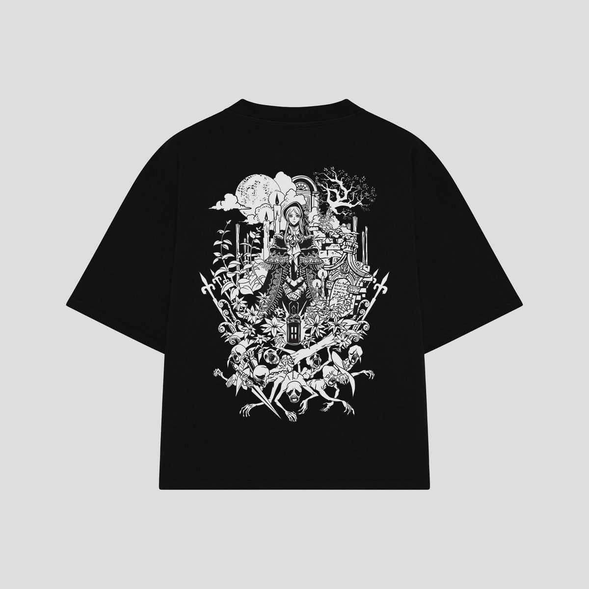 Playera streetwear premium de anime y gaming ExtraLife MX, corte oversized drop shoulder ligero y fresco en color Deep Black y Off-White, moda urbana mexicana de culto.