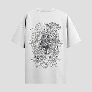 Playera urbana de anime y gaming ExtraLife MX, corte Standard Fit unisex ligero y transpirable en color Deep Black y Pure White, ropa de uso diario para gym y casual.