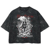 Playera streetwear premium de anime y gaming ExtraLife MX, corte boxy deluxe mineral wash heavyweight en color Acid Wash, moda urbana mexicana de culto.
